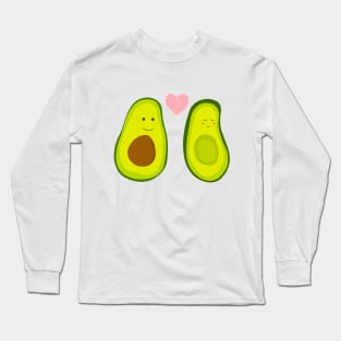Couple avocado in love . Two avocado halves with heart, St. Valentine's day Long Sleeve T-Shirt